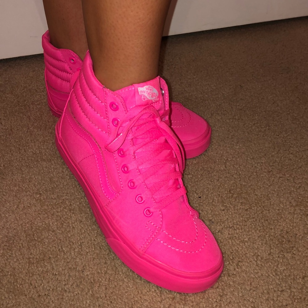 pink high-top Vans